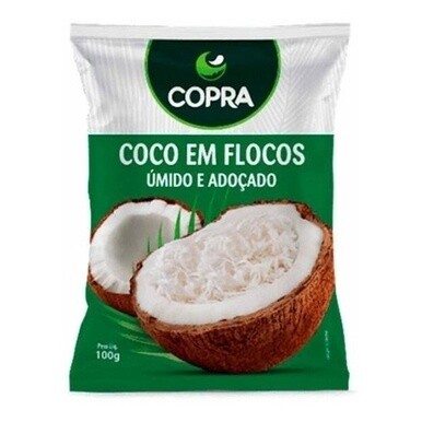 Copra Coco Em Flocos Umido Adocado 100gr