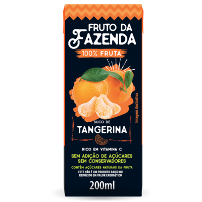 Kit 10 Suco de tangerina 100% fruta da fazenda 200 ml