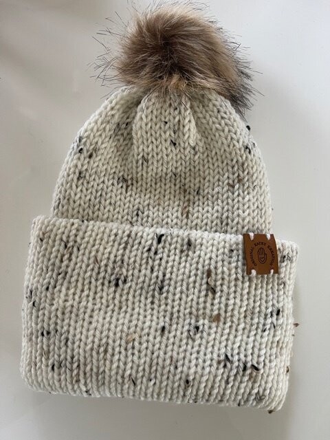 Hat  with Faux Fur Pom
