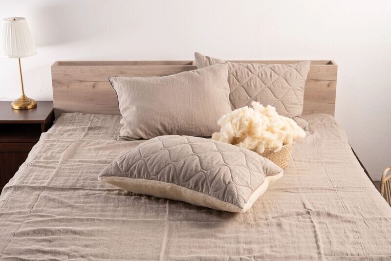 Teddy merino en linnen kussenhoes