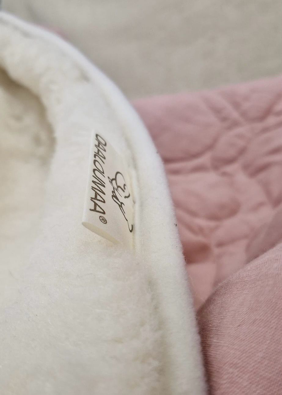 Teddy merino en ROZE linnen - woondeken