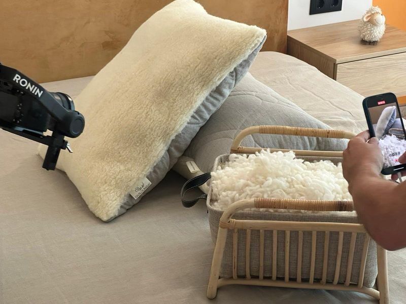 Teddy merino en linnen kussen - showmodel