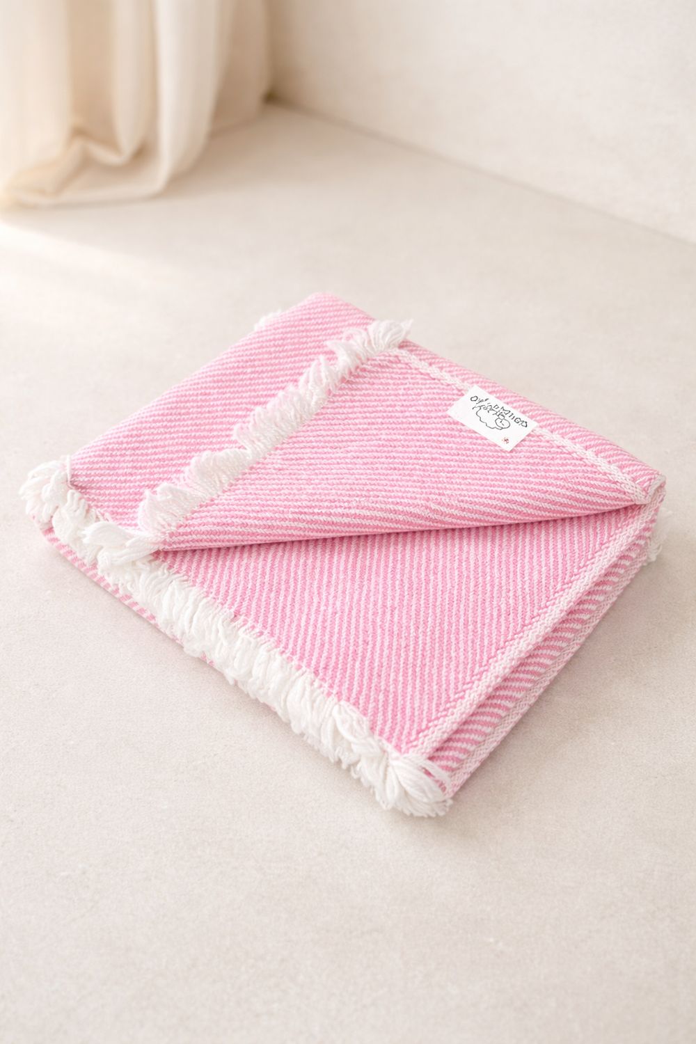 Roze gestreepte merino deken Roze gestreepte merino deken