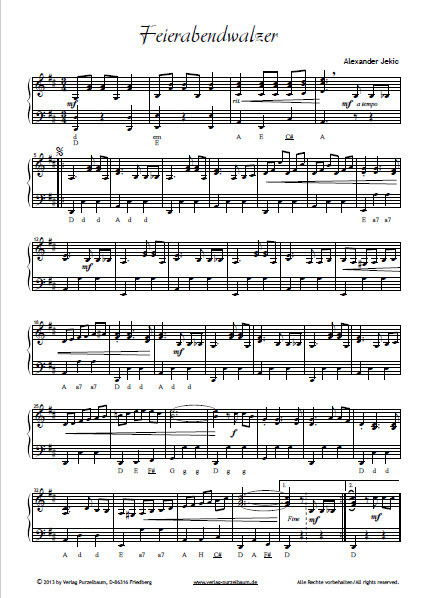 Feierabendwalzer Noten und mp3 kostenlos zum Download