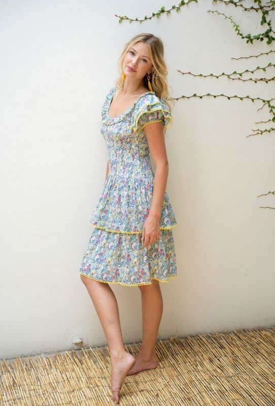 Robe courte bohème grosse fleurs
