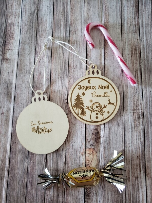 Boule de Noël en bois Ø8cm