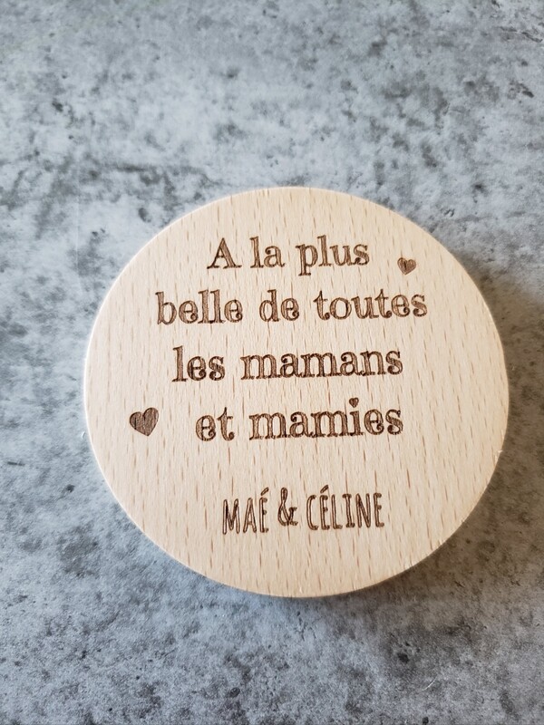 Miroir de poche en bois