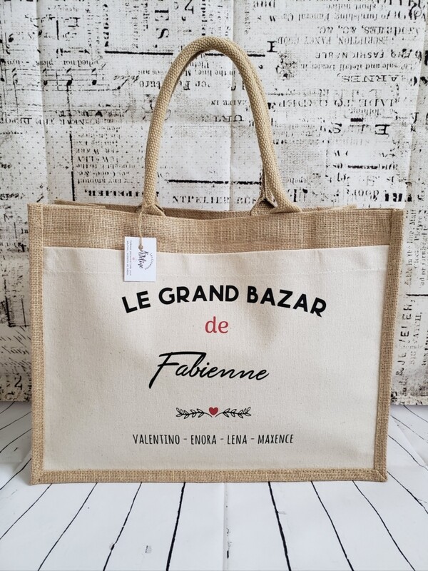 Sac cabas jute et coton Large