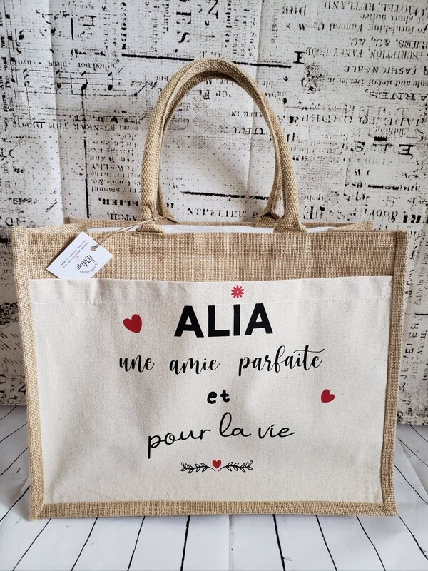 Sac cabas jute et coton Large