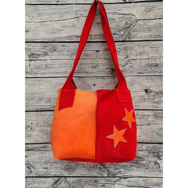 KUHIE®, Kuhfelltasche Materialmix "Shoppie" mit Leder, Kuhfell