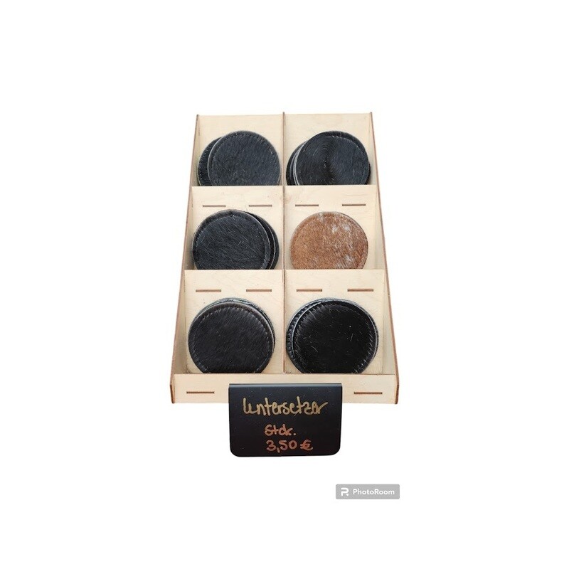 Untersetzer aus Leder und Kuhfell, KUHIE Untersetzer aus Leder und Kuhfell, KUHIE