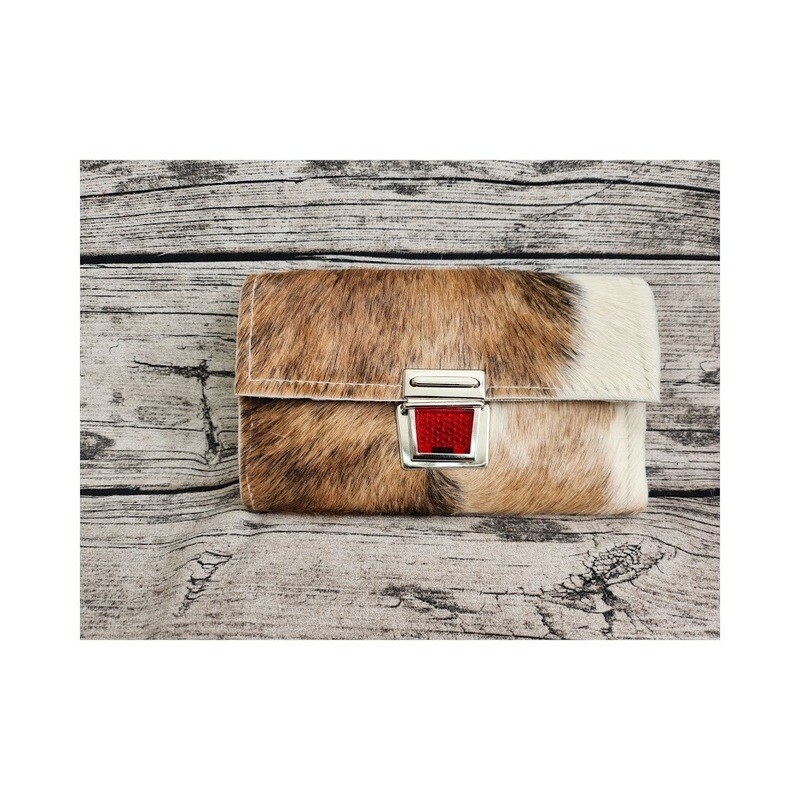 KUHIE®, Kuhfellgeldbörse/Clutch "XL" in braun-weiß