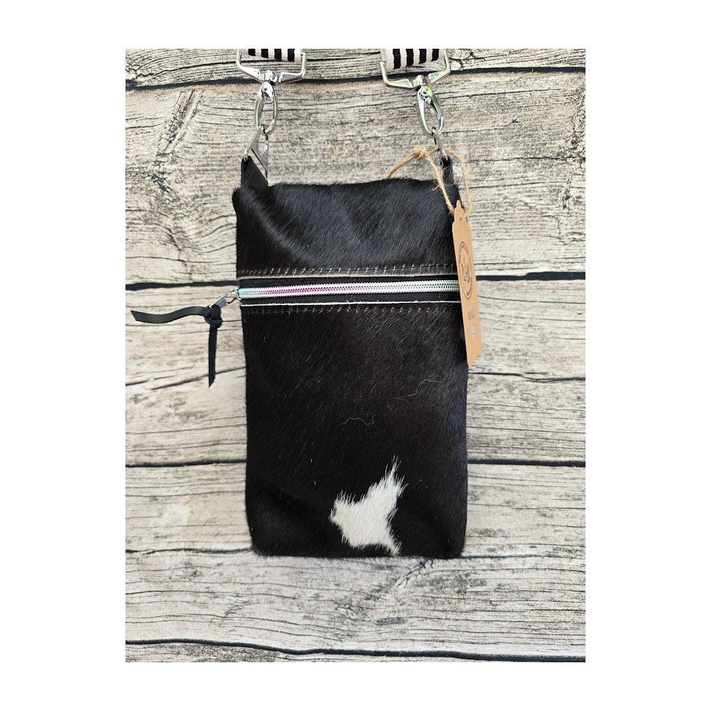 Kuhfelltasche "Mia" schwarz-weiß