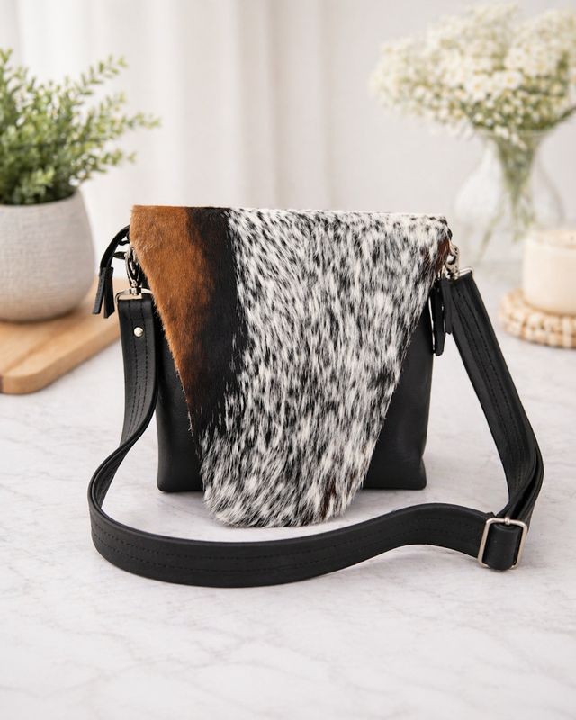 KUHIE "Robust" Kuhfell dreifarbig, Crossbody Tasche