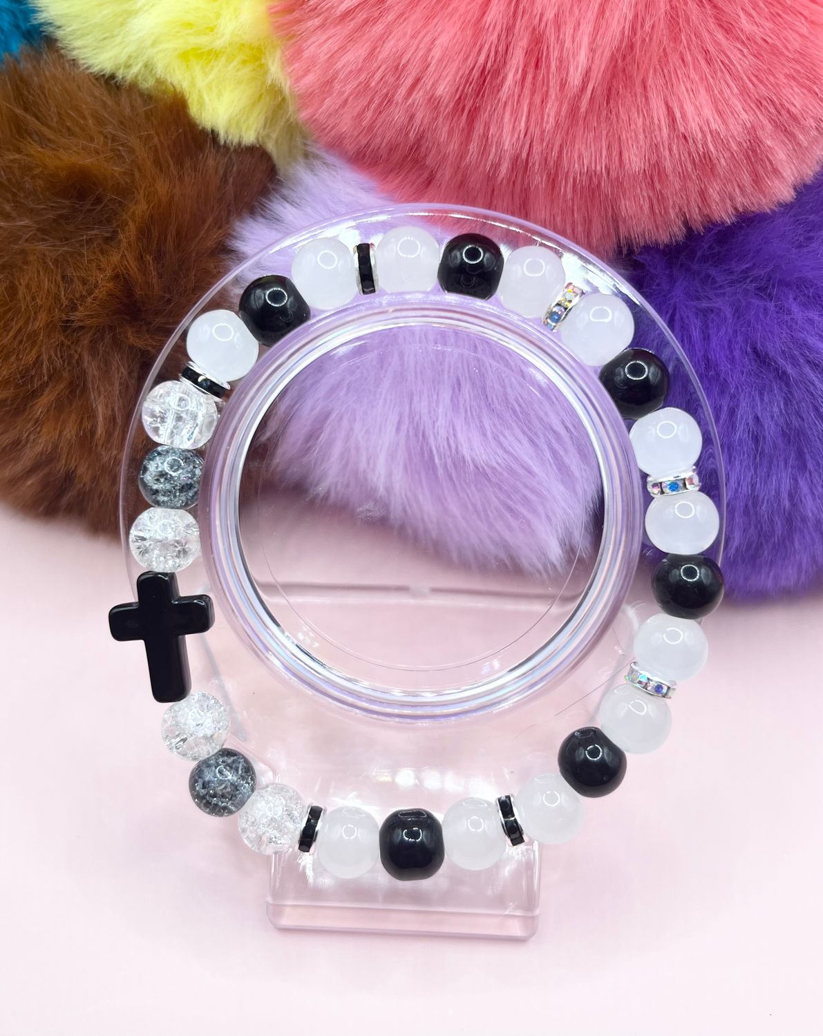 Black and White Cross Bracelet
