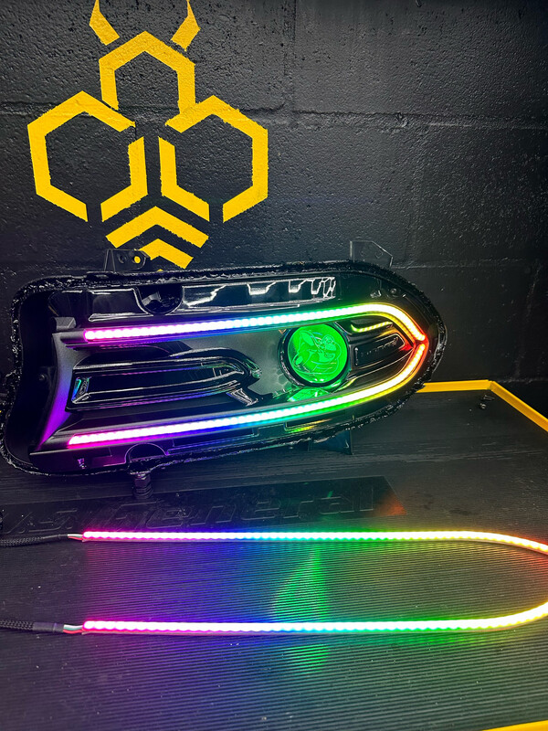 Dodge Charger Halo Lights LED Chasing Neopixel RGBW DRL w/DRL startup animation and sequential turn signals