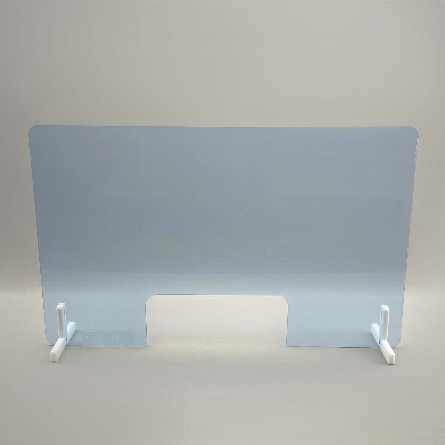 30 x 20 inch Free Standing Acrylic Barrier with 12" x 5" Cutout