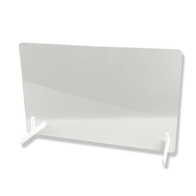 Free-Standing Acrylic Sneeze Guard &amp; Counter Barrier — 30"W x 20"H, Full Panel