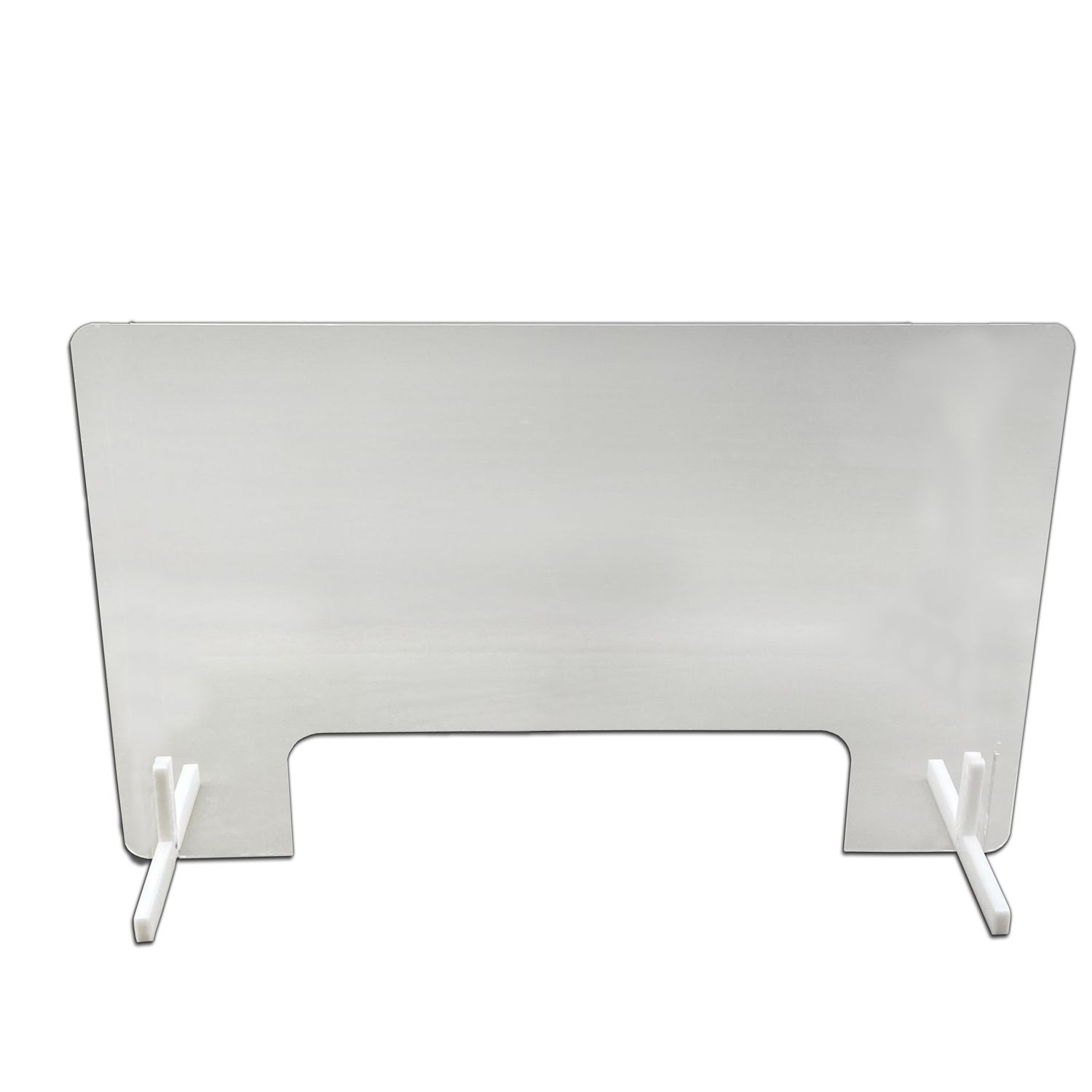 Free-Standing Acrylic Sneeze Guard &amp; Counter Barrier — 30"W x 20"H with Transaction Slot