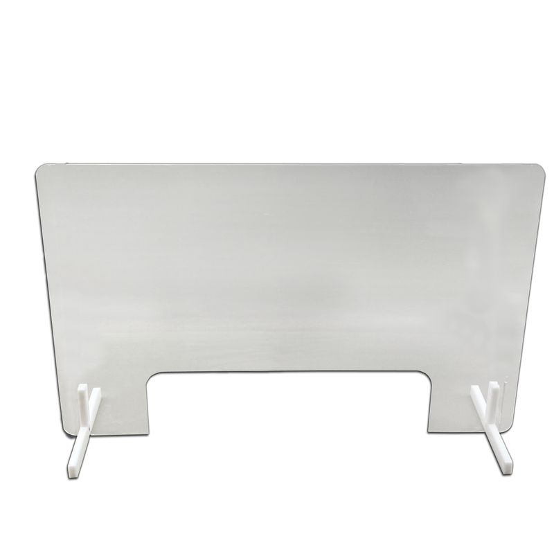 Free-Standing Acrylic Sneeze Guard &amp; Counter Barrier — 30"W x 20"H with Transaction Slot