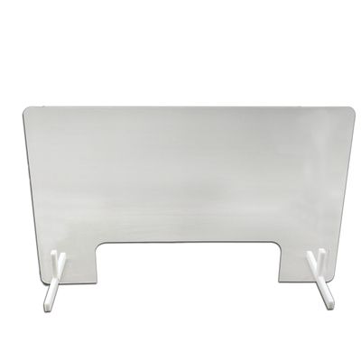 Free-Standing Acrylic Sneeze Guard &amp; Counter Barrier — 30"W x 20"H with Transaction Slot
