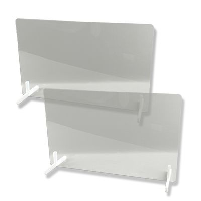 Free-Standing Acrylic Sneeze Guard & Counter Barrier — 30"W x 20"H Full Panel, Set of 2 Free-Standing Acrylic Sneeze Guard & Counter Barrier — 30"W x 20"H Full Panel, Set of 2