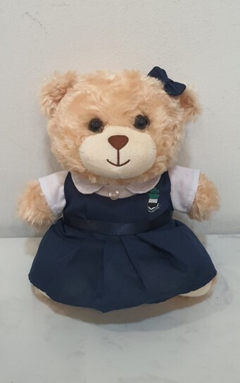 Teddy bear in school uniform