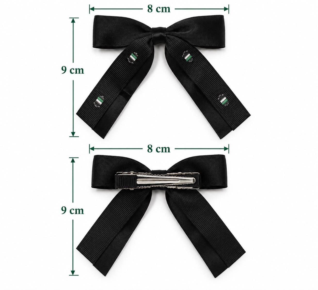 Classic Black Sailor Bow Hair Clips (2pcs) - 8cm