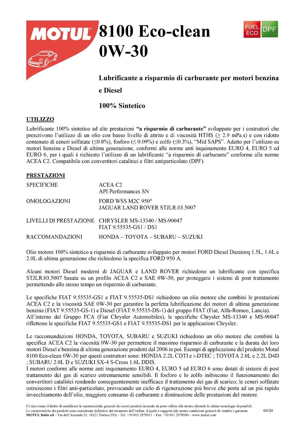 Motul 8100 ECO-Clean 0W30 - 20 Litri - Foto 13