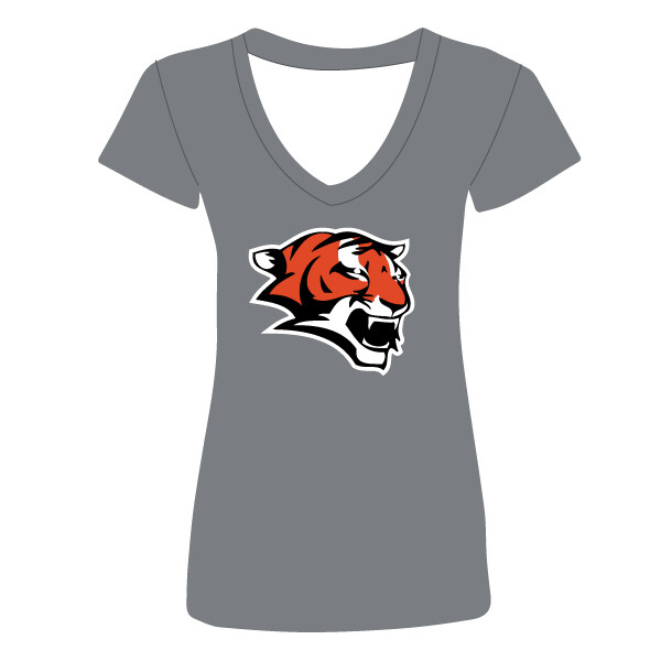 Jr. Tigers Icon Women&#39;s V-Neck - Heather Gray