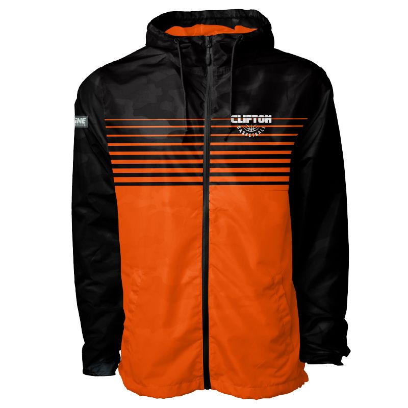 Clifton Basketball Windbreaker- Black/Orange