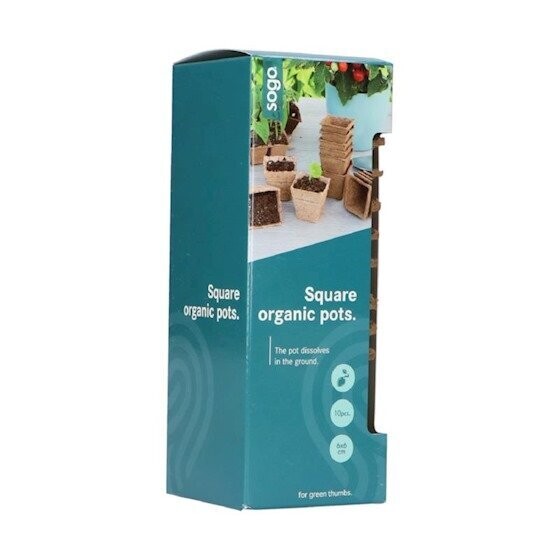 SOGO Biologische turfpotjes 6cm vierkant 10 stuks