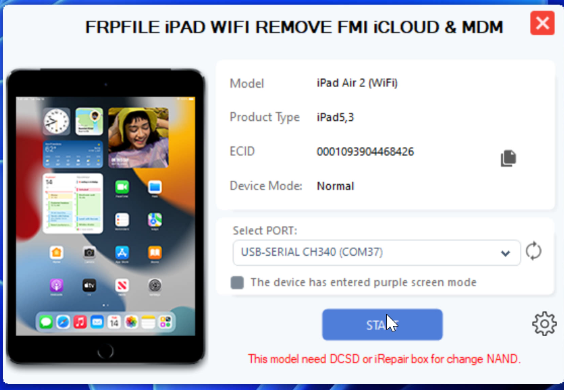 FRPFILE FMI OFF IPAD WIFI FORMATADO 100% WINDOWS