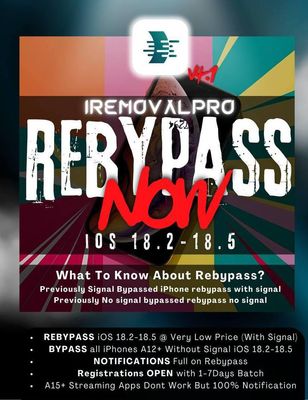 IREMOVAL PRO/MINA/iBYPASS LPRO REBYPASS PARA DISPOSITIVOS REGISTRADOS ANTIGOS (Antes de 31/10/2024)