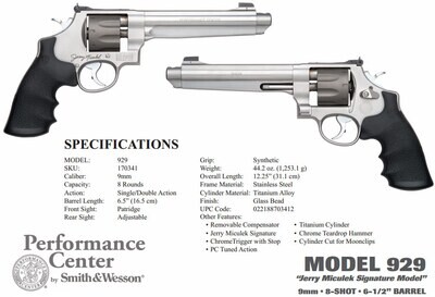 Smith and Wesson 929 9mm 6.5&quot; Ss As 8rd