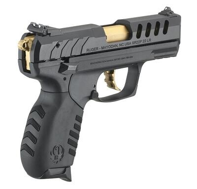 Ruger Sr22 Pistol 22lr 3.5&quot; Blk/gold
