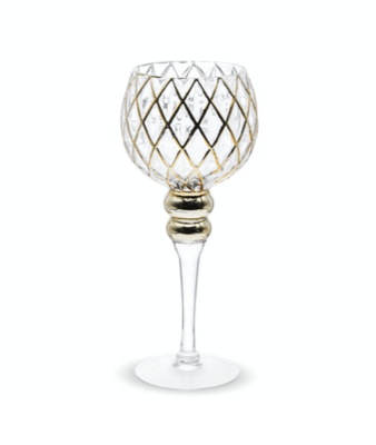 Świecznik szklany + złoto
Wysokość 30 cm - wypożyczenie