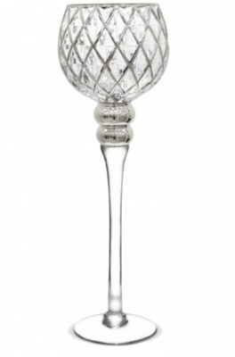 Świecznik szklany + srebro
Wysokość 40 cm - wypożyczenie