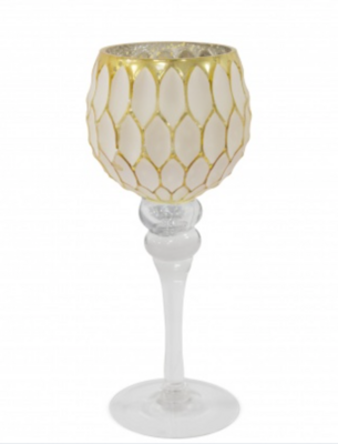 Świecznik szklany + złoto - wypożyczenie
Wysokość 30 cm