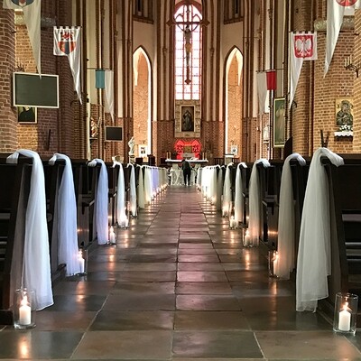 20 x TIUL do dekoracji ławek w kościele - wypożyczenie