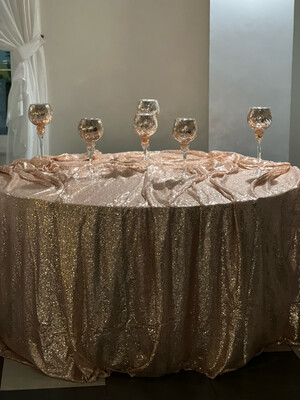 Obrus cekinowy Rose gold 355cm x 228cm - wypożyczenie