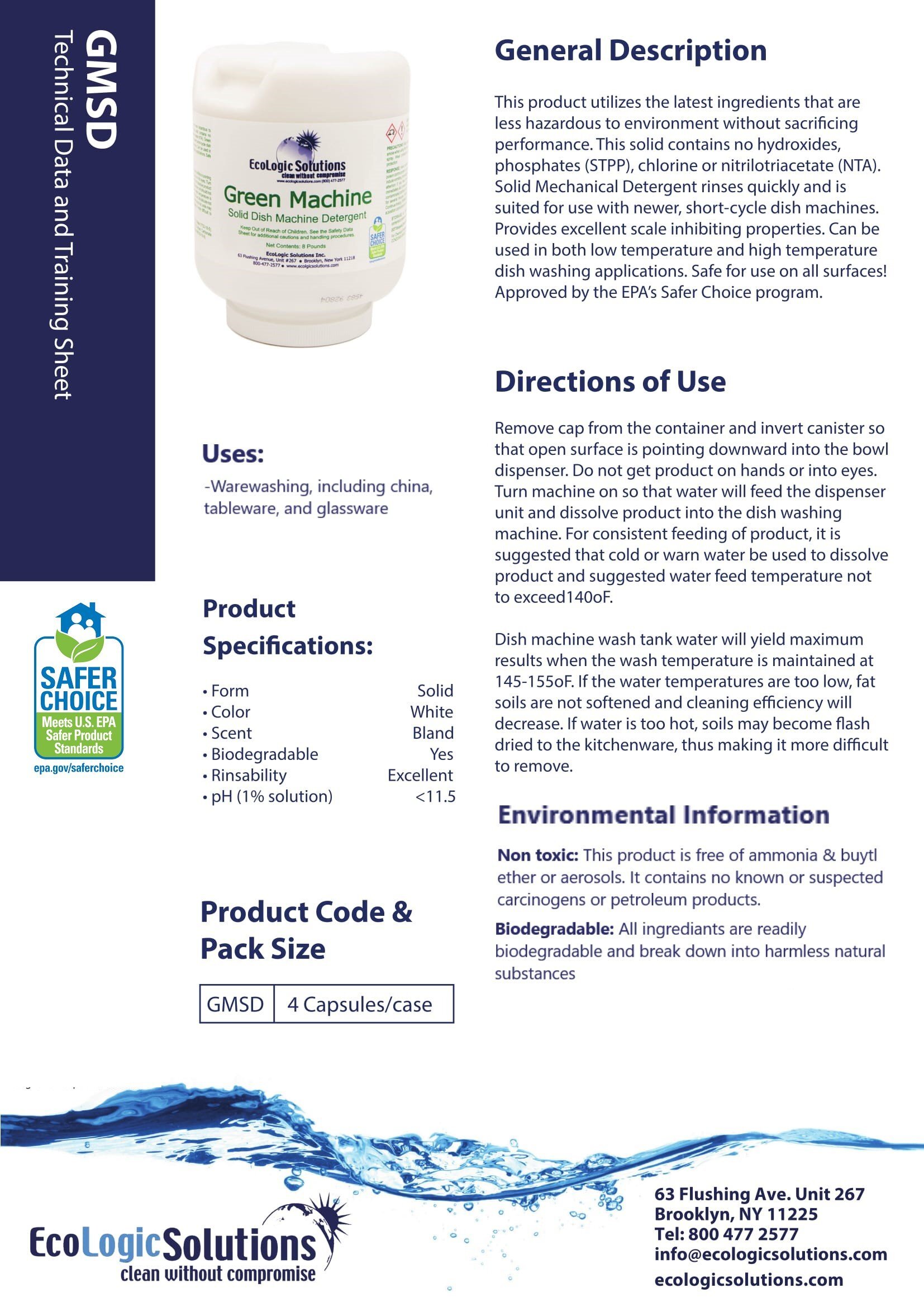 Green Machine Solid Dish Detergent