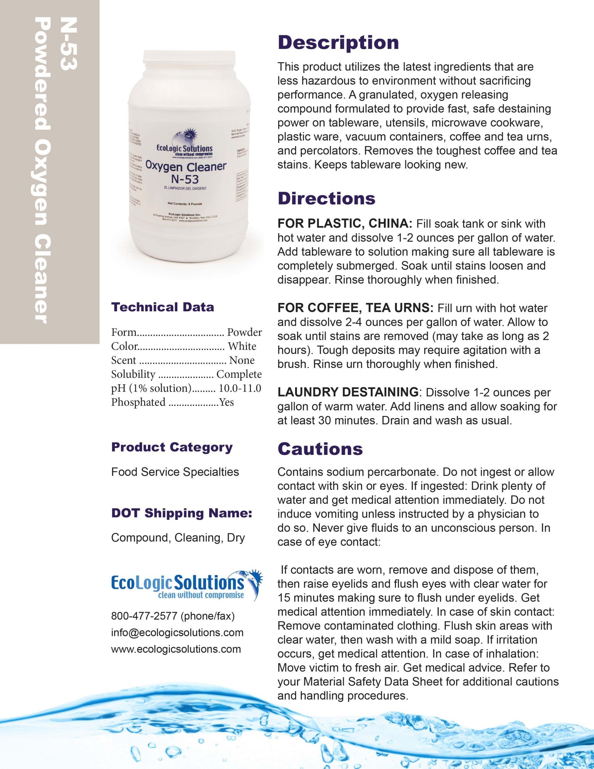 Powdered Oxygen Cleaner