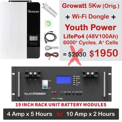 Solar Bundle 5 - GROWATT 5Kw + (1 x Youth Power 48V100Ah)