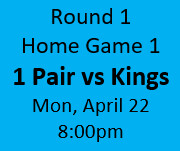 Round 1 Home Game 1 (Mon, April 22): Sec 234, Row 4, Seats 11-12