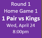 Round 1 Home Game 2 (Wed, April 24): Sec 222, Row 3, Seats 5-6