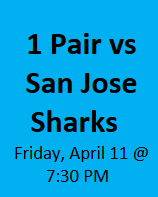 G40 April 11 vs San Jose Sharks Sec 222, Row 3, Seats 7-8