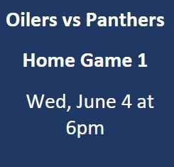 Stanley Cup Final Home Game 1 Oilers vs Panthers Sec 234, Row 4, Seats 13-14