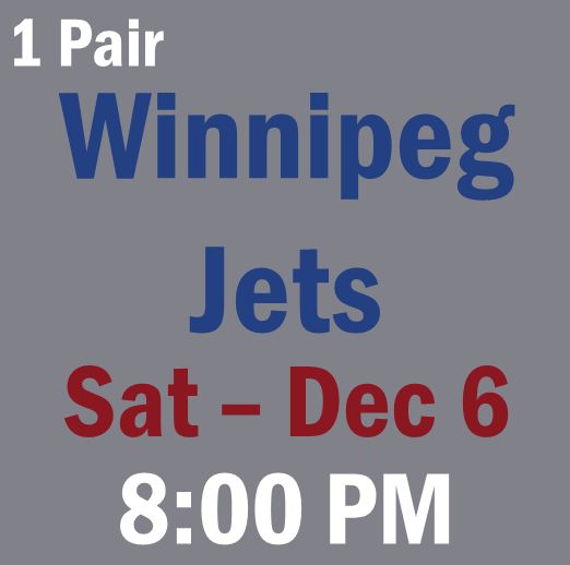 G12 December 6 vs Winnipeg Jets Sec 234, Row 4, Seats 15-16