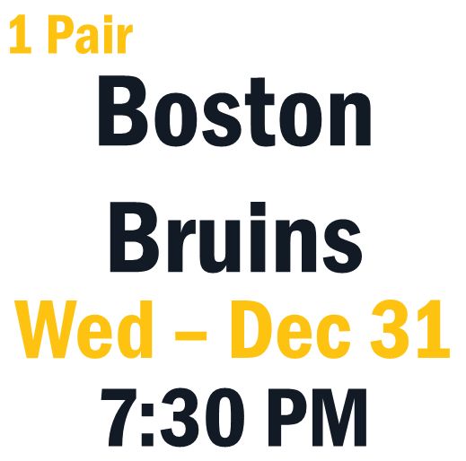 G17 December 31 vs Boston Bruins Sec 234, Row 4, Seats 11-12